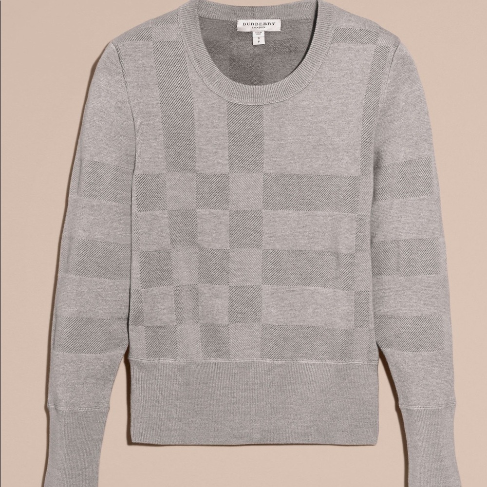 🆕 Burberry Check Knit Wool Blend Sweater